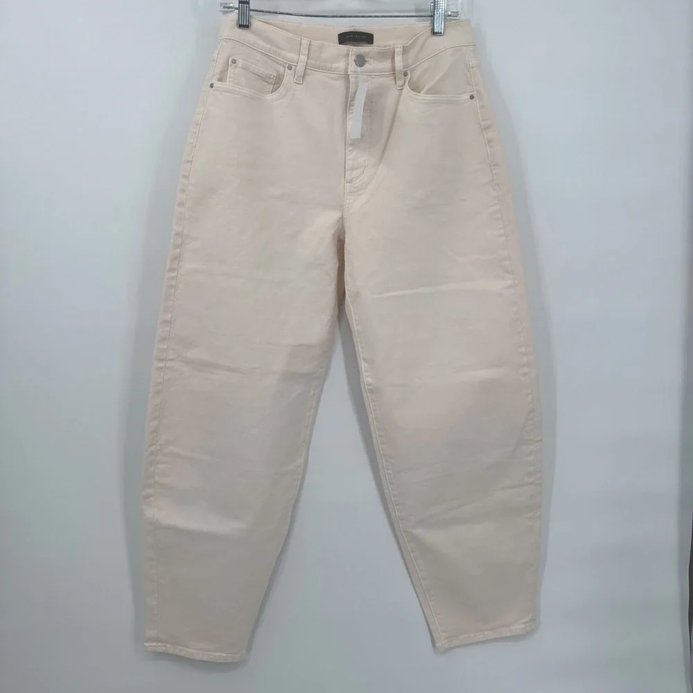 Ann Taylor Barrel Jeans High Rise Perfect Pocketing Cream/Ivory NEW Size 4